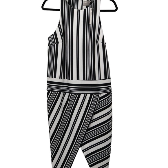 NWT Asos Dress Midi Stripe Tulip Hem Sleeveless Crewneck Black White Size 8 - Picture 1 of 12